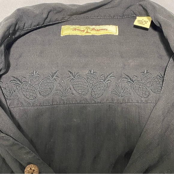 Tommy Bahama Hawaiian Button Up Shirt Adult Men's L Silk Short Sleeve Black - Picture 4 of 9